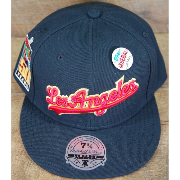 2023 Topps Lids x Mitchell & Ness Los Angeles Dodgers Fitted Hat Cap 7 5/8 Black - Picture 2 of 12